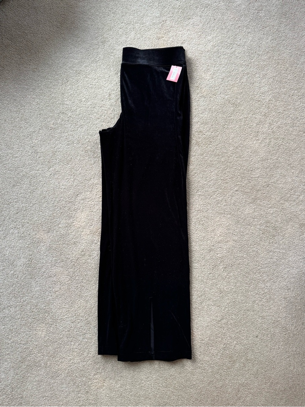 NWT SPANX Plus Size 1X Black Velvet Wide-Leg Pants